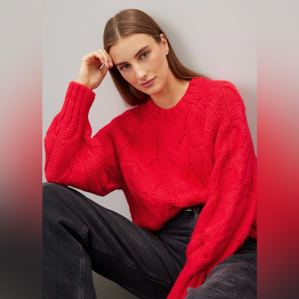 Love, Whit by Whitney Port- Chunky Oversized Red Sweater